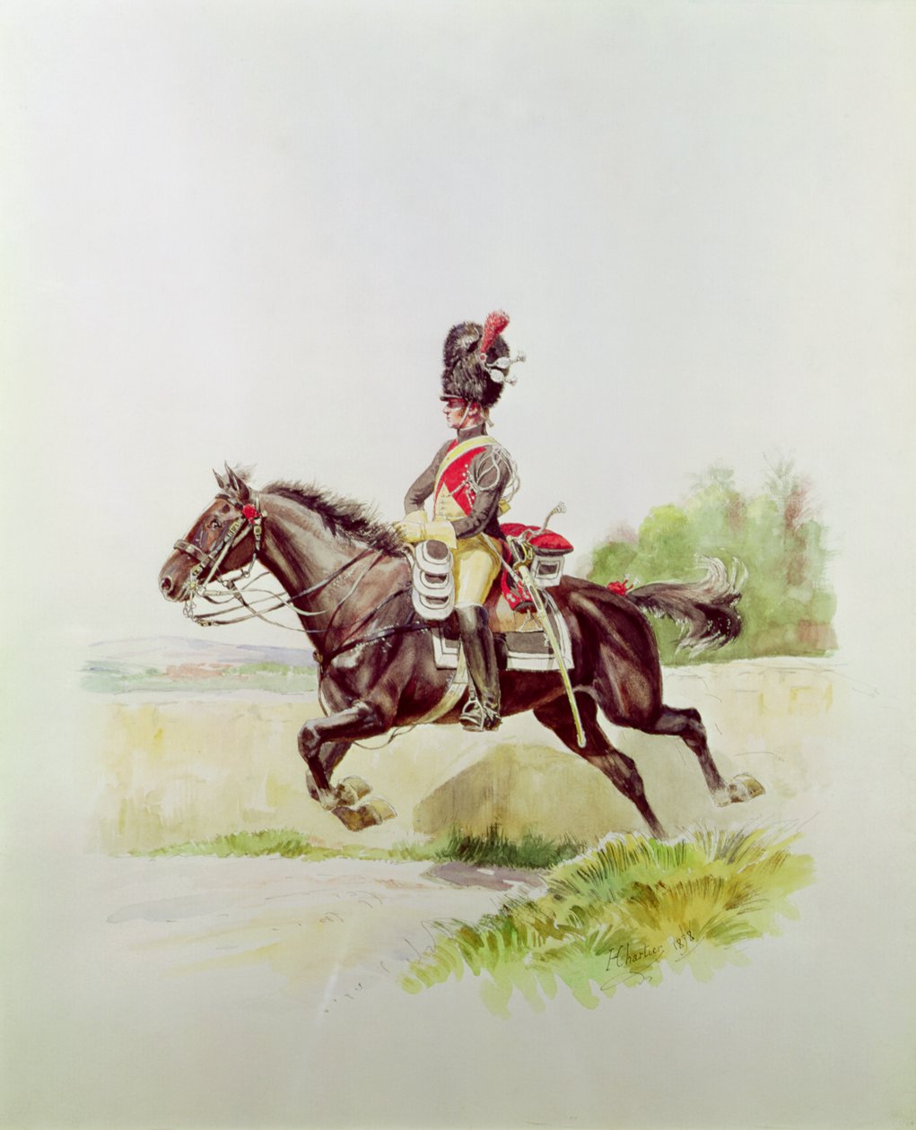 İmparatorluk Muhafızlarının At Sırtında Asker, 1898 by Henri Georges Jacques Chartier