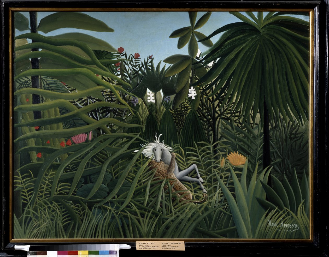 At bir jaguar tarafından saldırıya uğradı. Henri Rousseau