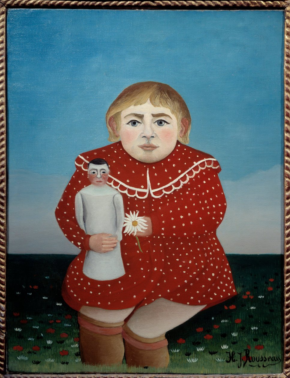 Bebekli çocuk Boyama Henri Rousseau dit le Douanier (1844-1910) 1904 Güneş. 0.67x0.52 m Paris, Orangerie müzesi - Oyuncak bebekli çocuk. Henri Rousseau