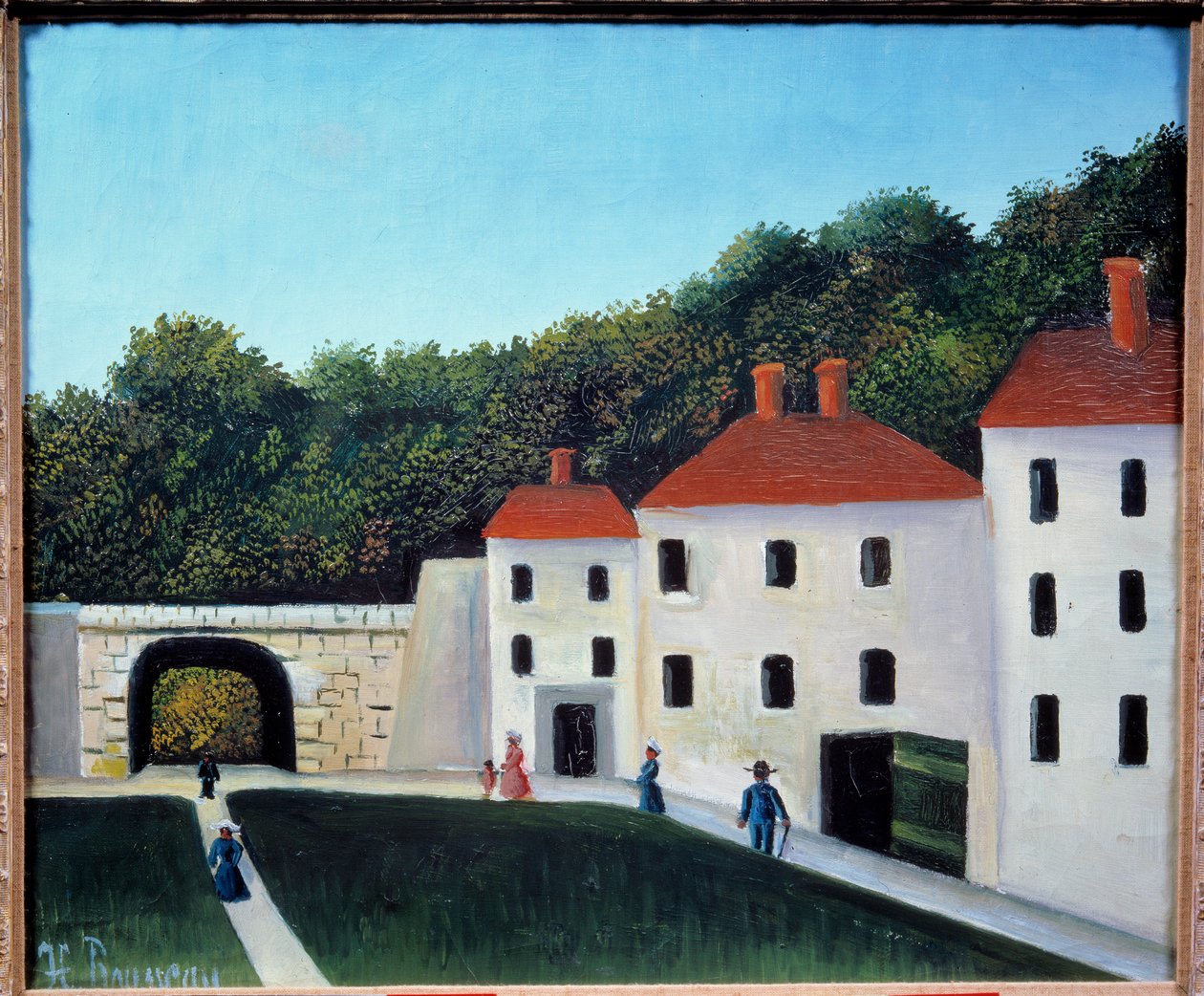 Bir parkta yürüyenler Tablo Henri Rousseau dit le Douanier Rousseau (1844-1910) tarafından 20. yüzyıl Güneşi. 0.46x0.55 m Paris, Orangerie Müzesi by Henri J.F. Rousseau