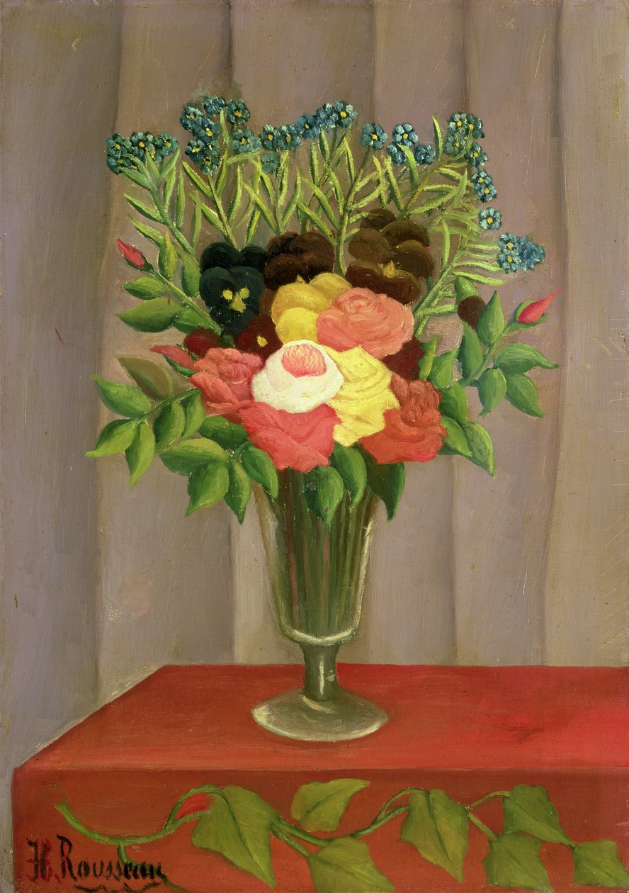 Lavanta Arka Planı Olan Çiçekler by Henri J.F. 1844 1910 Rousseau