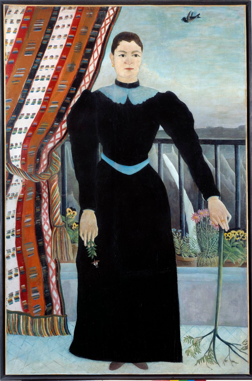 Bir pencerenin yanında bir kadının portresi Tablo Henri Rousseau dit Le Douanier Rousseau tarafından by Henri J.F. Rousseau