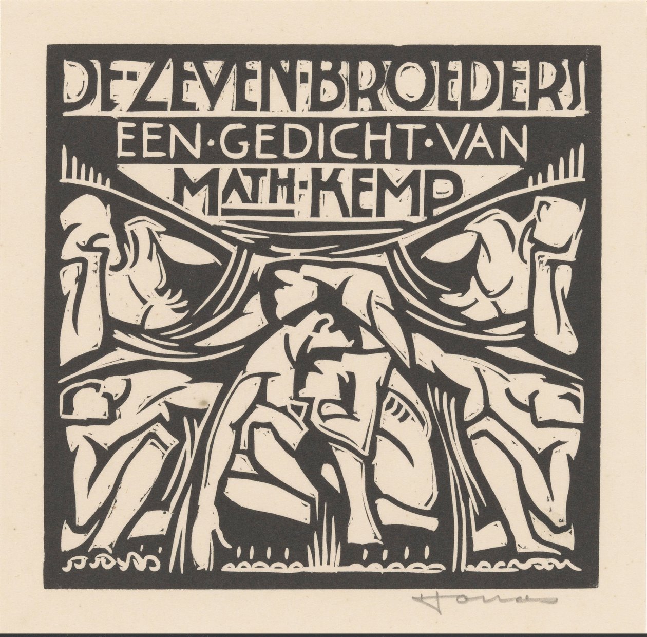 Yedi Kardeşler (nesne üzerindeki orijinal başlık) by Henri Jonas (signed by artist)