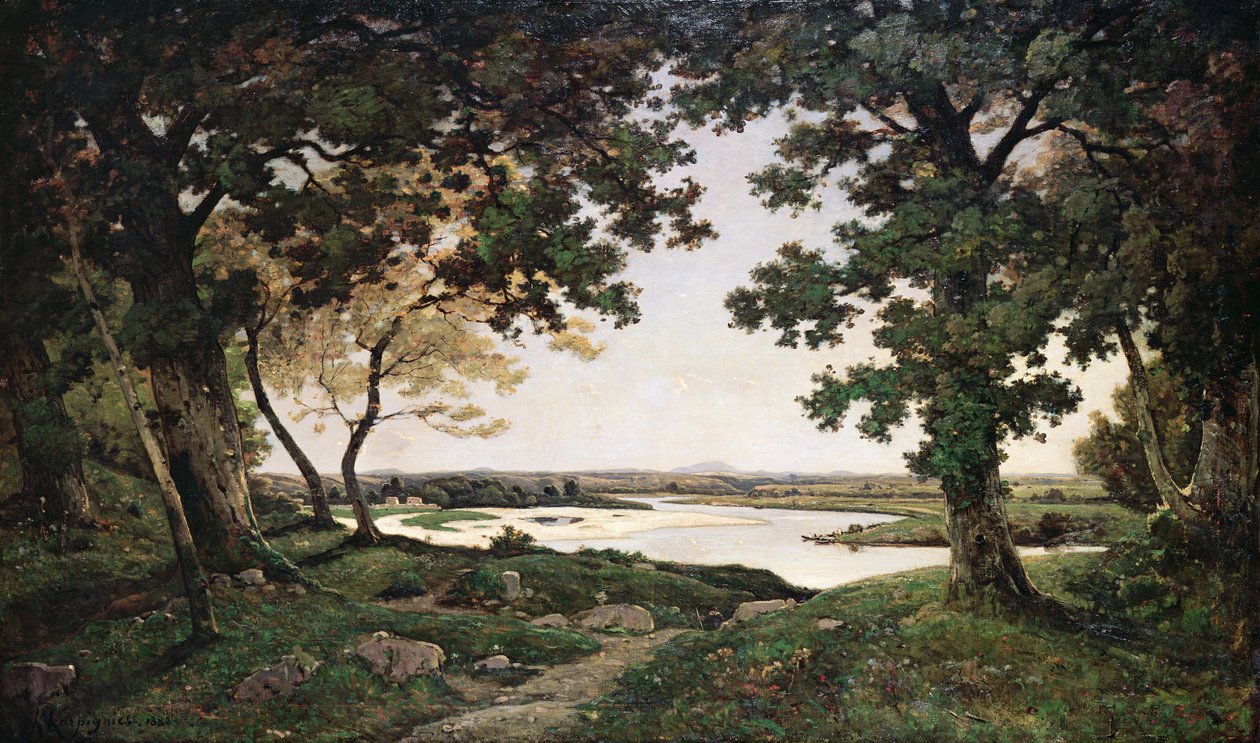 Sandy Nehri ile Ormanlık Peyzaj, 1882 by Henri Joseph Harpignies