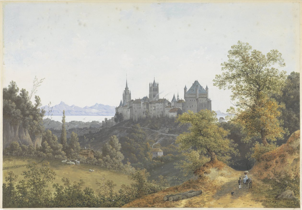 Kale ve katedral manzaralı Lozan manzarası by Henri Knip