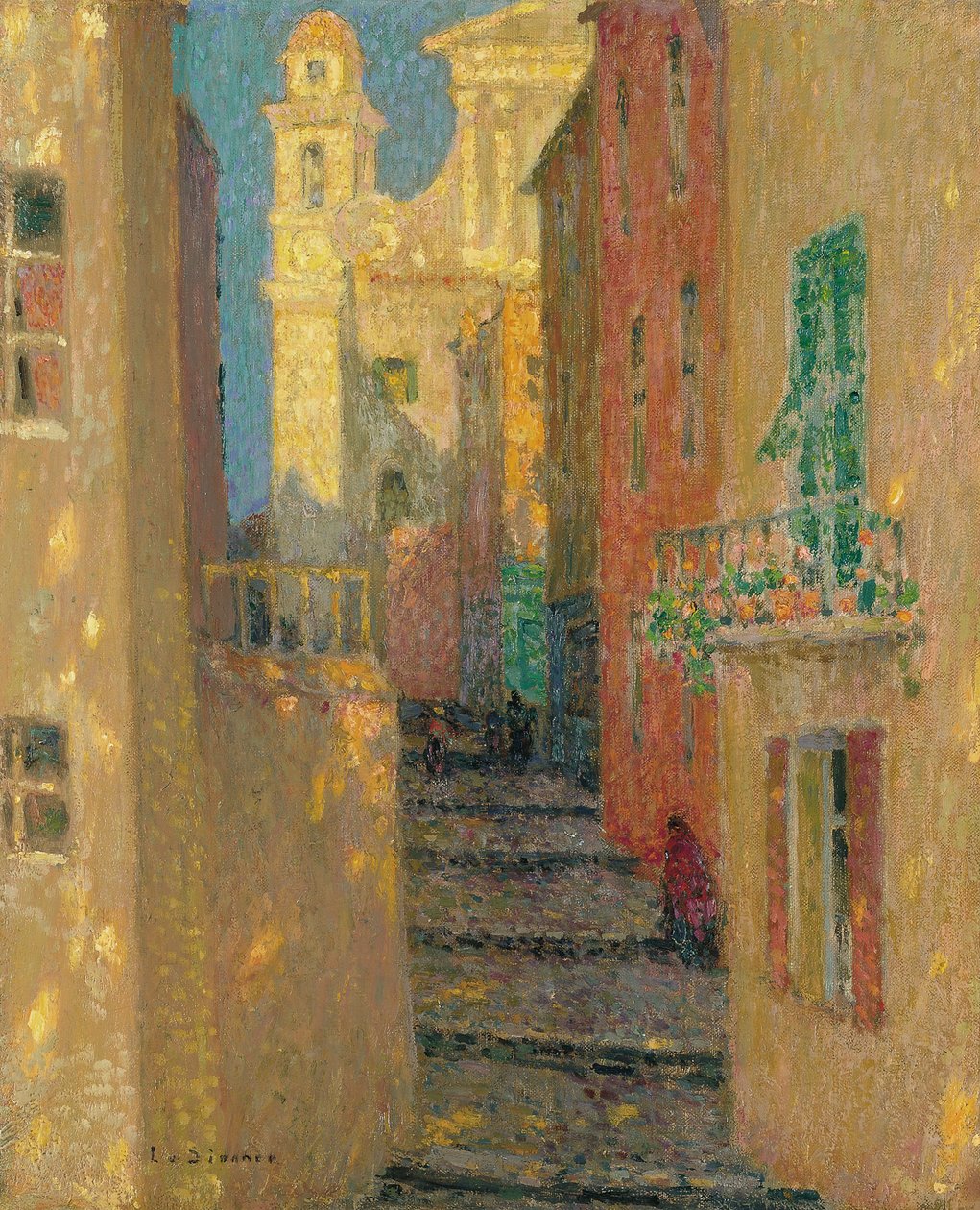 Rue de leglise, Villefranche-sur-Mer, 1928 by Henri Le Sidaner