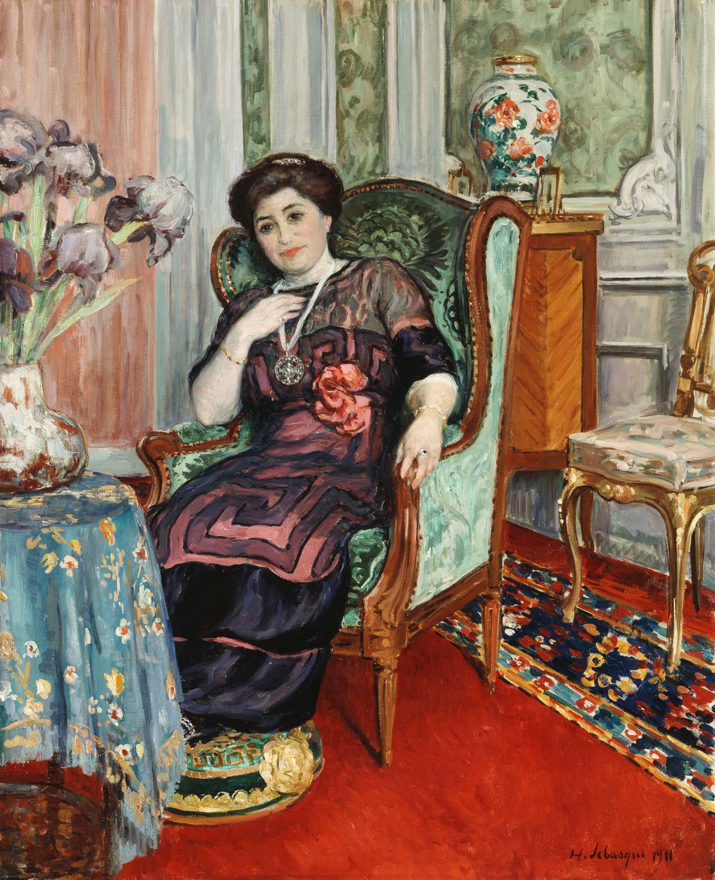 Sandalyede Oturan Kadın; Koltukta Oturan Kadın, 1911 by Henri Lebasque