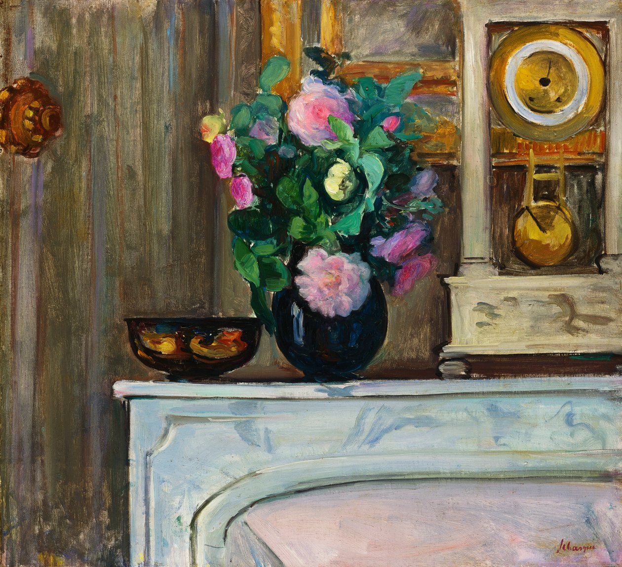 Şöminede Çiçek Buketi, 1920 by Henri Lebasque