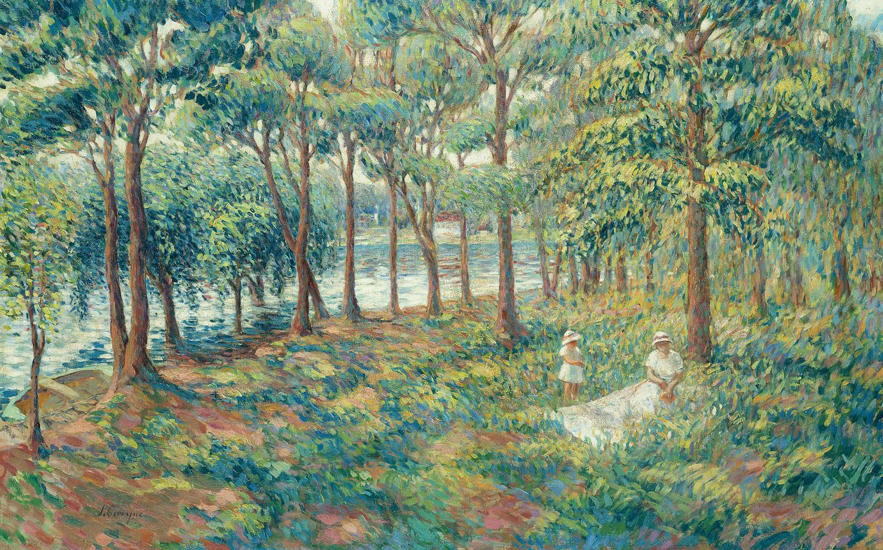 Madame Lebasque ve oğlu Marne kıyısında, 1899 by Henri Lebasque