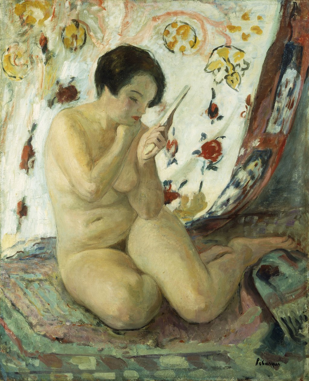 Aynalı Çıplak Sat; Nu Assis veya Miroir, 1925-1930 by Henri Lebasque