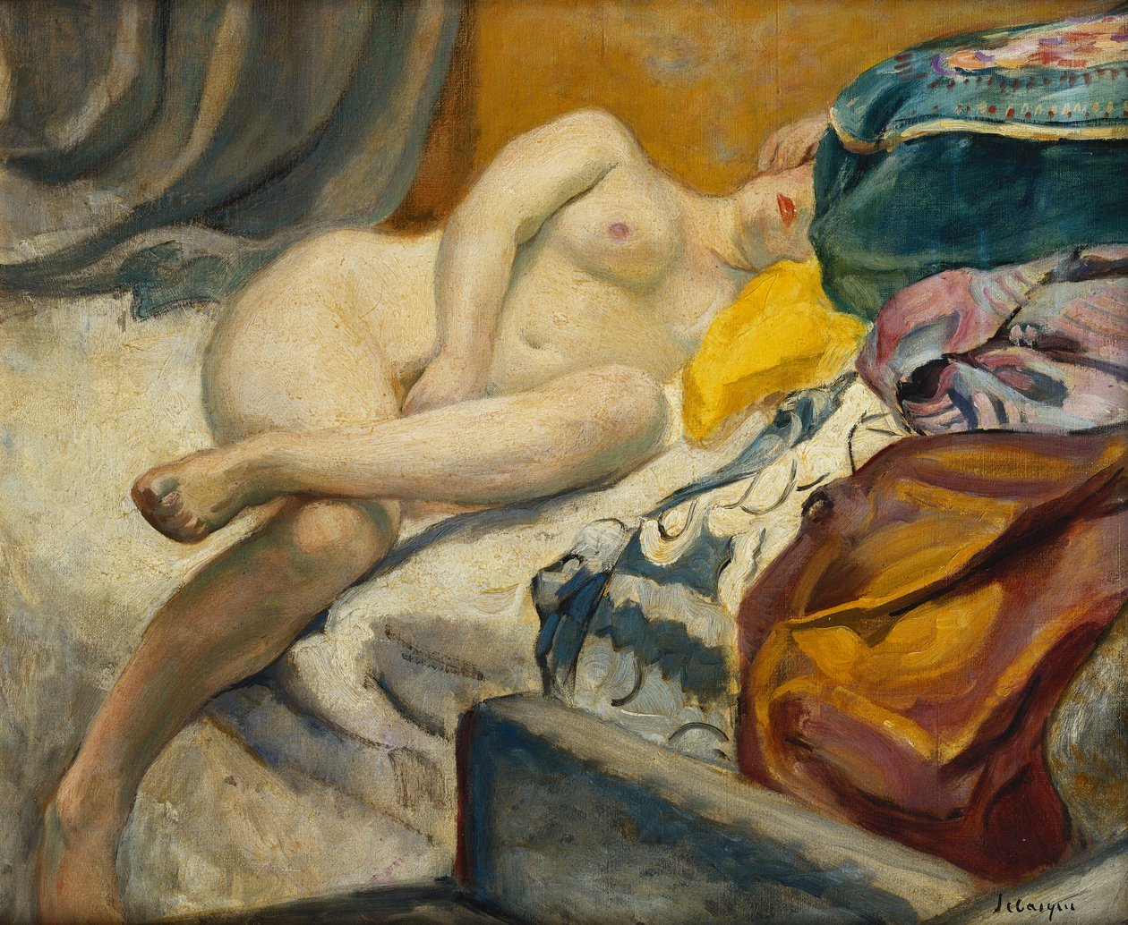 uzanmış çıplak; Nu Kanepe, by Henri Lebasque