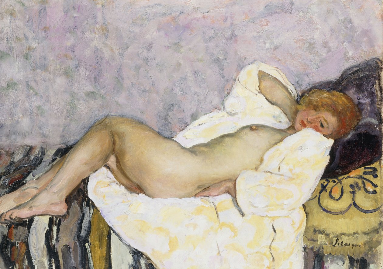 uzanmış çıplak; Nu Kanepe, by Henri Lebasque