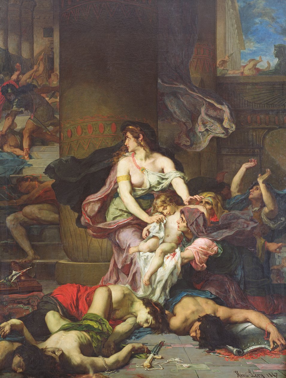 Joash Kraliyet Ailesinin Katliamından Kurtuldu, 1867 by Henri Leopold Levy