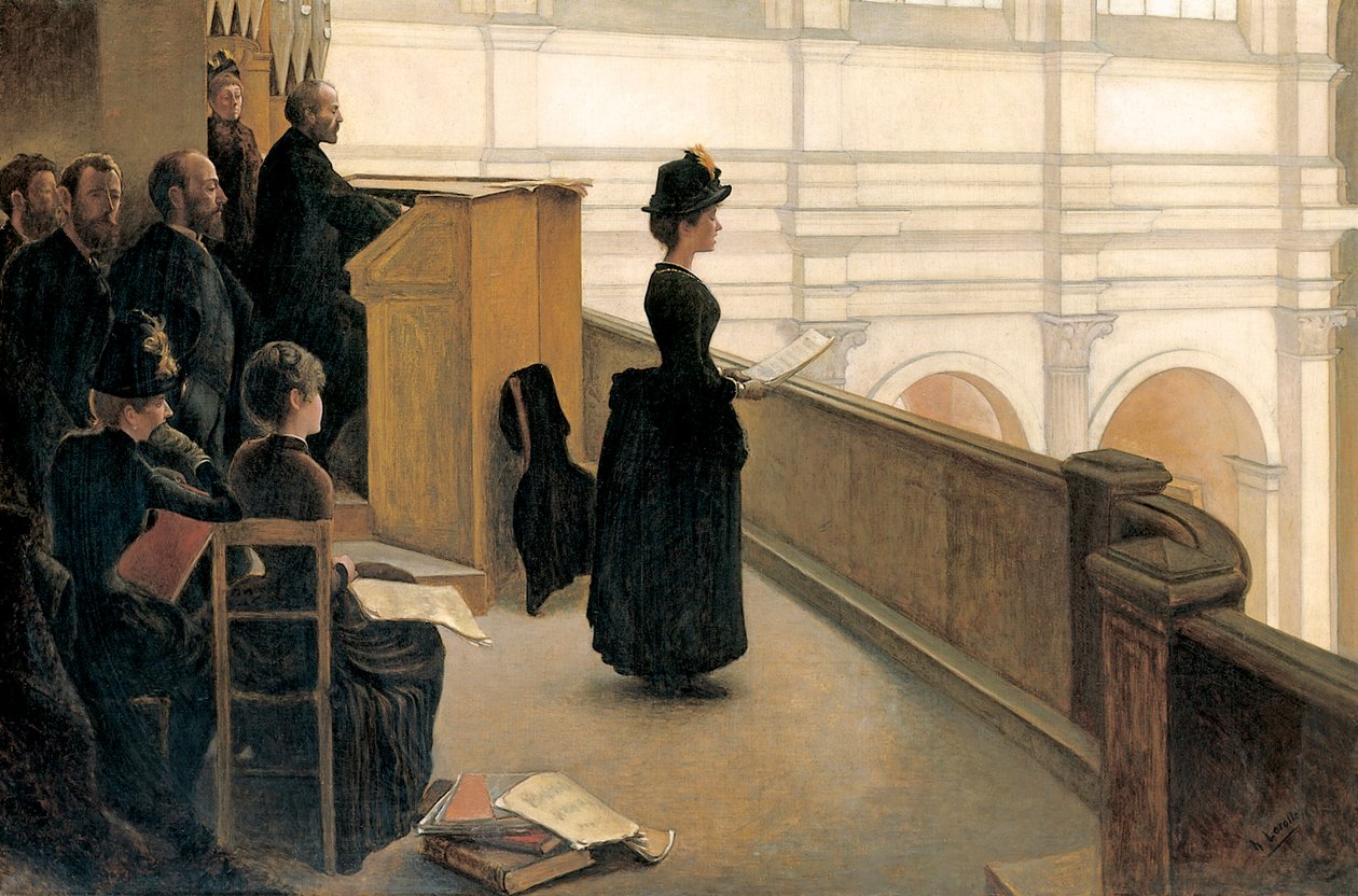 Koro Loftunda Prova (tuval üzerine yağlı boya) by Henri Lerolle