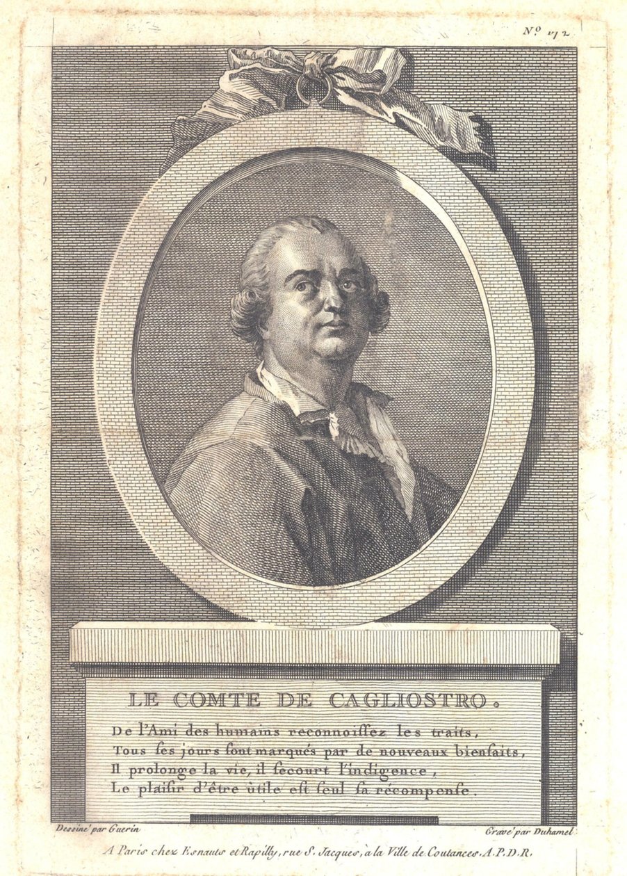 Kont Alessandro di Cagliostro 1743-1795, 1781 by Henri Louis Duhamel du Monceau