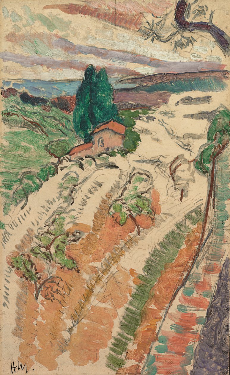 Manzara, St Tropez, 1904 civarı (panel üzerine kurşun kalem üzerine yağlıboya) by Henri Matisse