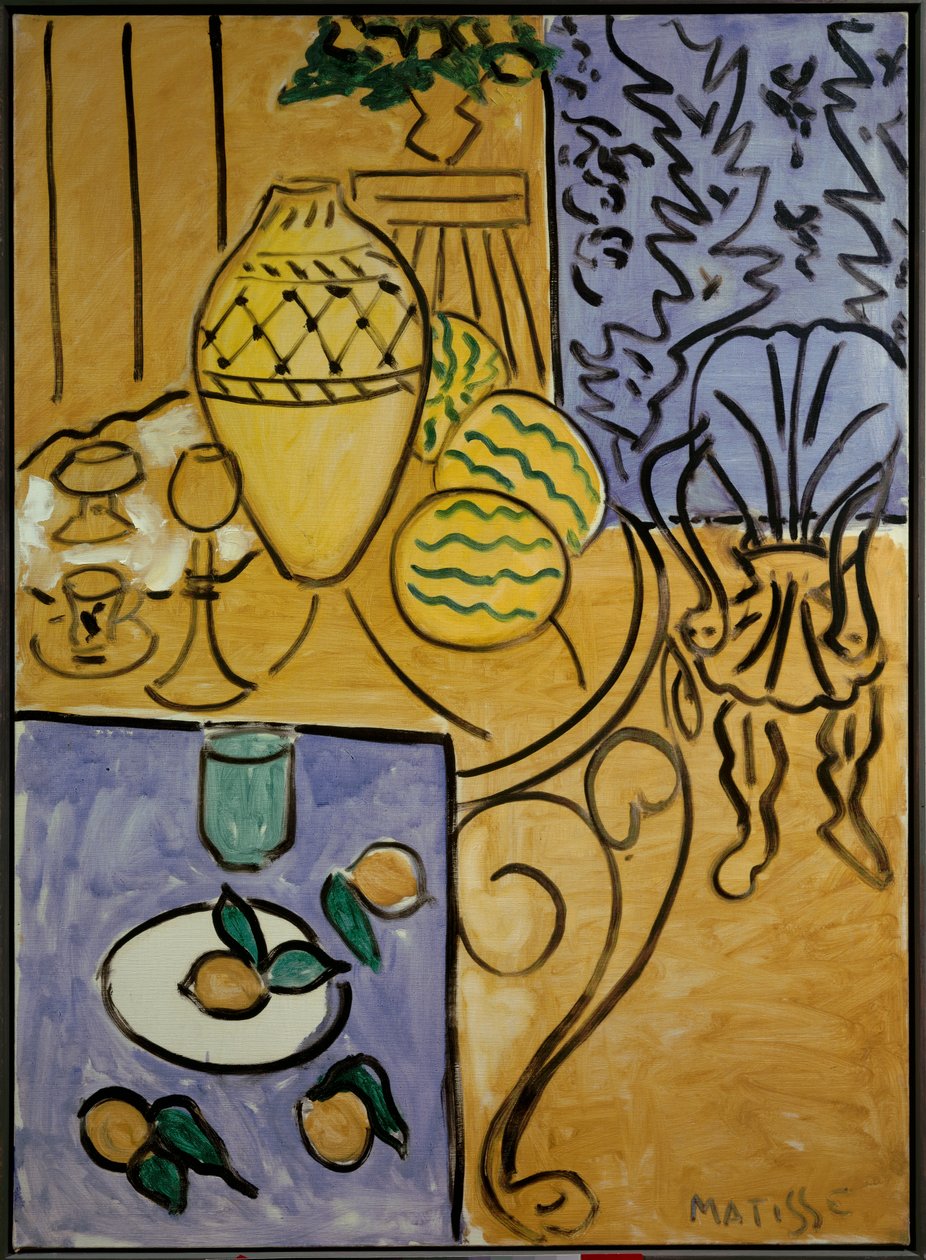 Sarı ve mavi iç mekan 1946 (tuval üzerine yağlıboya) by Henri Matisse