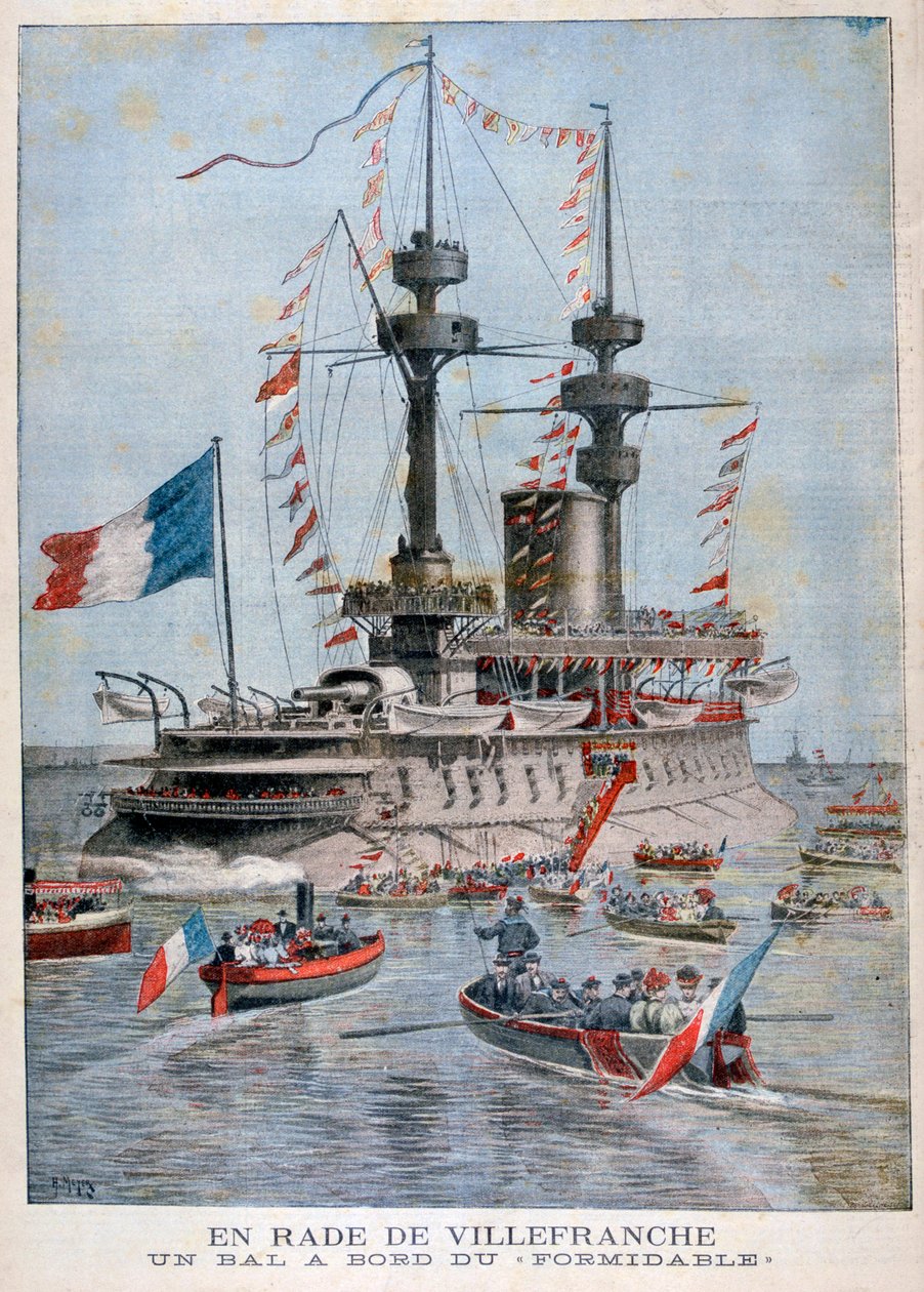 Formidable zırhlısında bir top, Villefranche Harbour, Fransa, 1896 by Henri Meyer