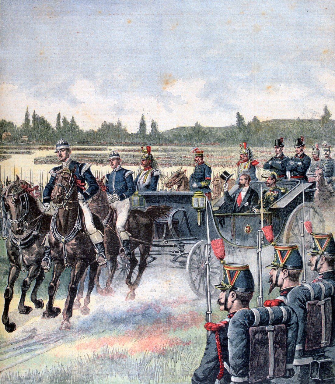 Cumhurbaşkanının gelişi, askeri inceleme, 14 Temmuz 1891. by Henri Meyer