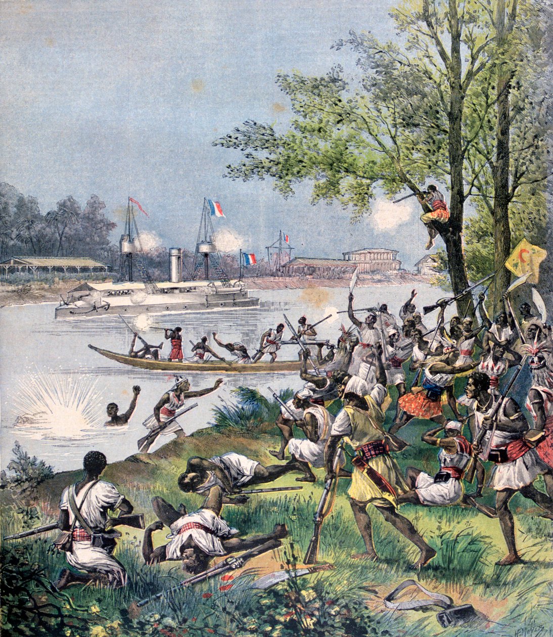 Fransızların Dahomey Köylülerine Saldırısı, 1892 by Henri Meyer