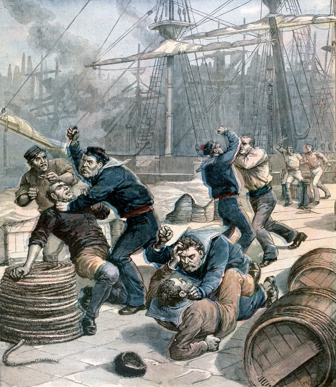 İngiliz ve Alman denizciler arasında Millwall Docks, Londra, 1892 by Henri Meyer