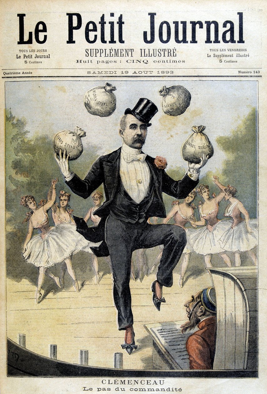 Georges Clemenceau, İngiliz Sterlini ile hokkabazlık yapıyor - 19/08/1893 tarihli “Le Petite Journal”da by Henri Meyer
