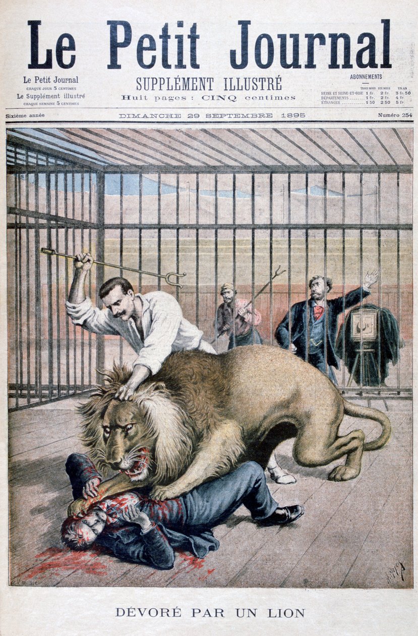 Aslan saldırısı, 1895 by Henri Meyer