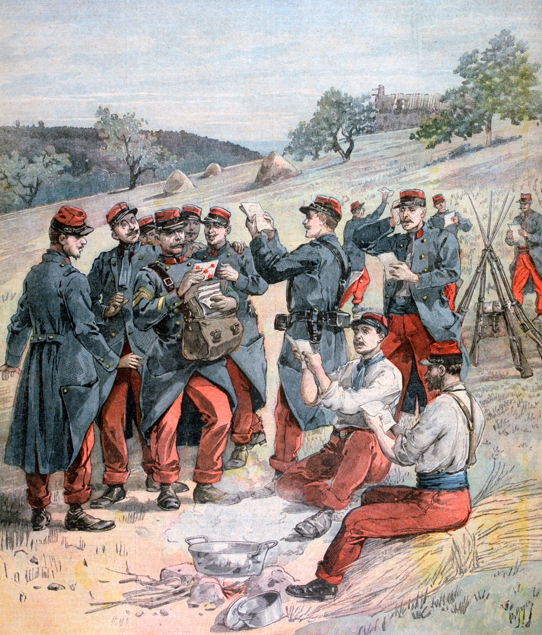 Büyük askeri manevralardan önce posta teslimi, 1893 by Henri Meyer