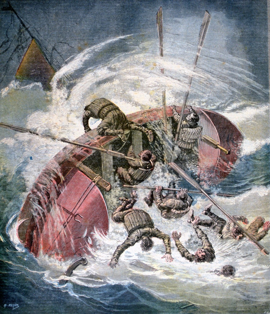 Les Sables-dOlonne açıklarında bir fırtınada bir gemi enkazından kurtarma, Fransa, 1891 by Henri Meyer