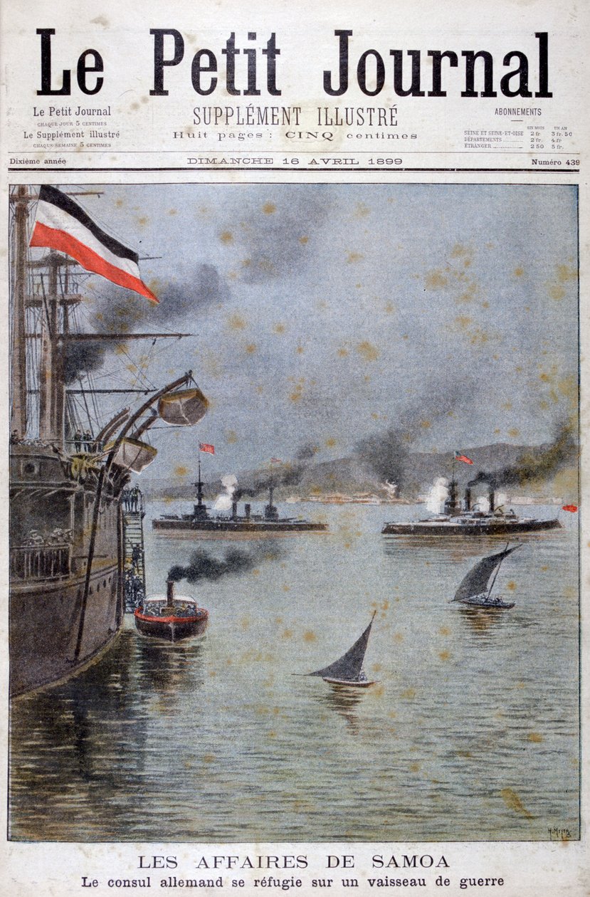 Alman konsolosu bir Alman savaş gemisine sığınıyor, 1899 by Henri Meyer