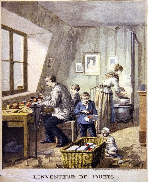 Oyuncak Mucit, on dokuzuncu yüzyılın sonu (kromo litho) by Henri Meyer