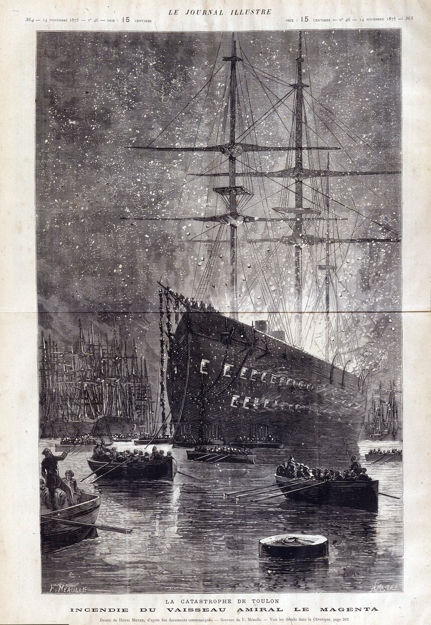Toulon felaketi: “” Le Magenta” amiral gemisinin ateşi - “” Le Journal Illustrousse” 1875