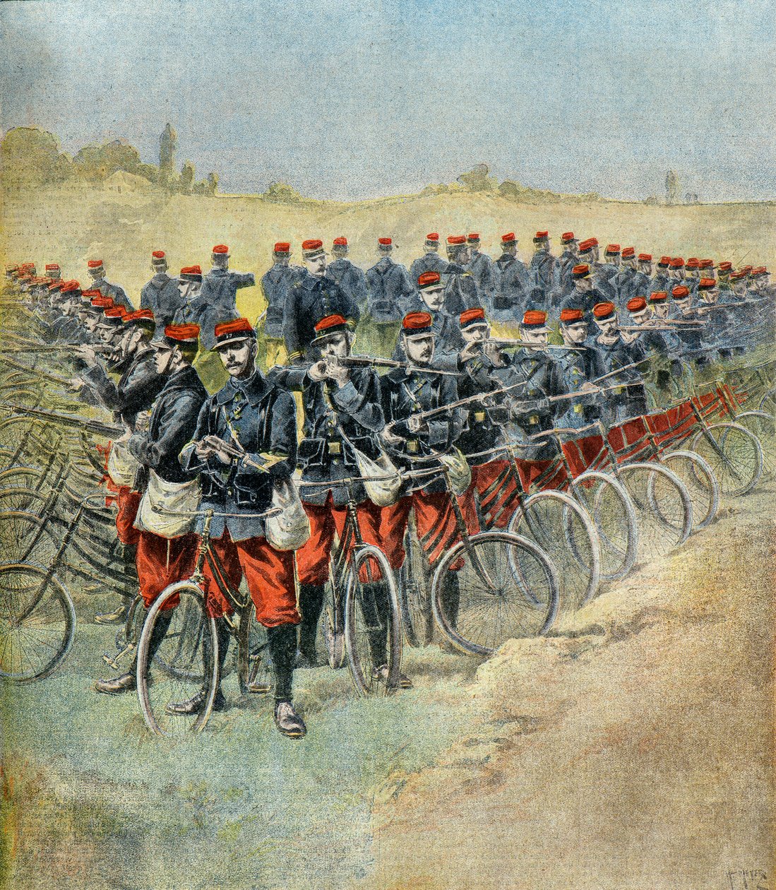 fransiz ordusunun büyük manevralari: compagnie cyclistes en carre by Henri Meyer
