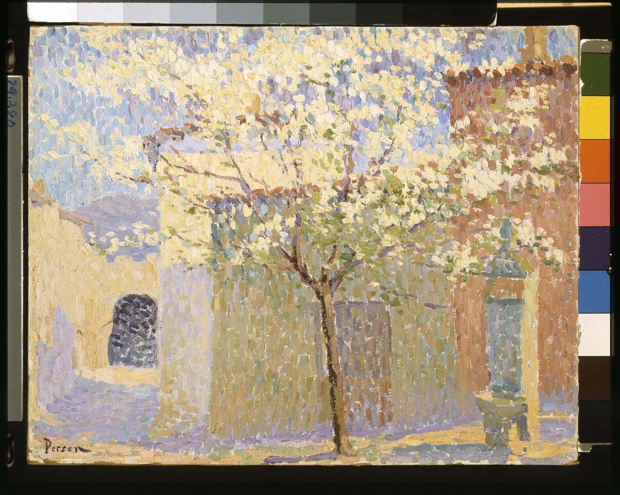 Çiçek Açan Ağaç (L'Arbre En Fleurs) (tuval üzerine monte edilmiş kağıt üzerine yağlı boya) by Henri Person