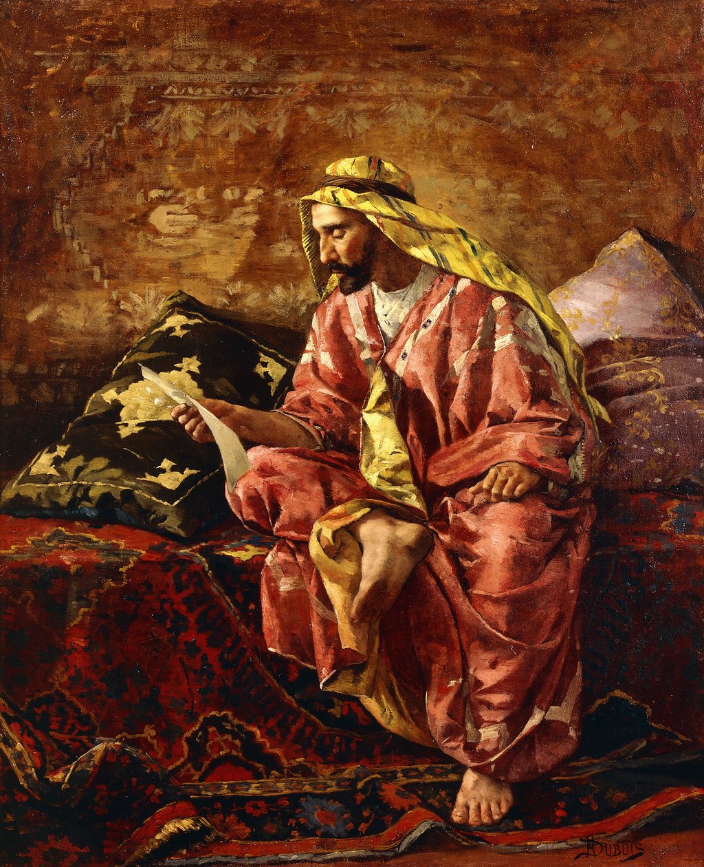 Bir Arap Mektup Okurken by Henri Pierre Hippolyte Dubois