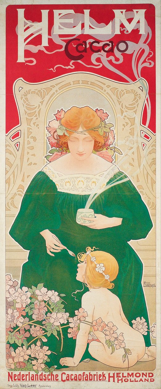 Helm Cacao - Oeuvre de Henri Privat Livemont (Privat-Livemont) (1861-1936) - 1899 - Renkli litografi - 154,5x66,5 - Museu Nacional d