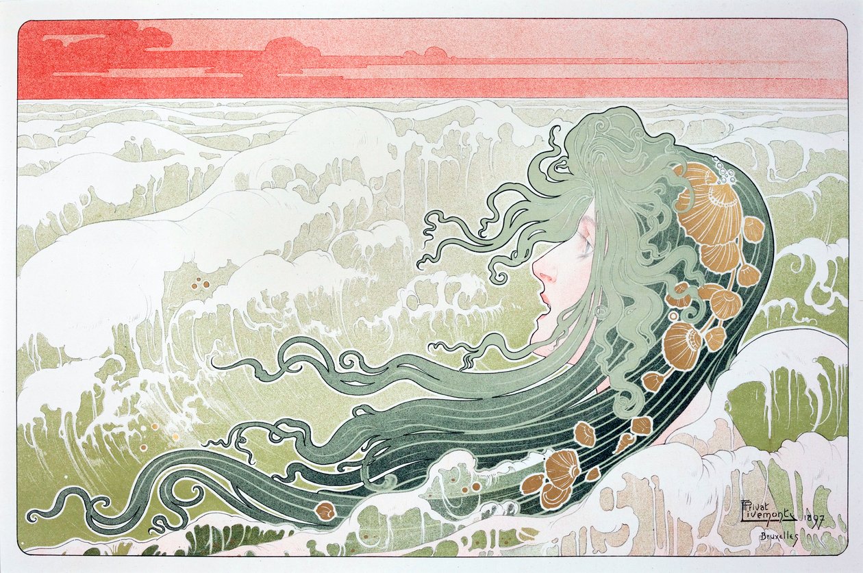 Henri Livemont'tan La Vague (Dalga) Posteri by Henri Henri Antoine Théodore Livemont