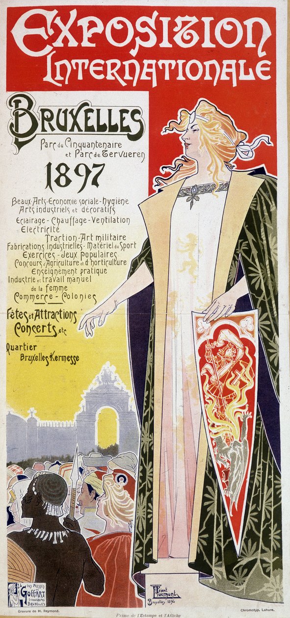 Henri Privat Antoine Theodore Livemont (bazen Privat-Livemont olarak da adlandırılır) tarafından 1897 Brüksel Uluslararası Sergisi afişi (1861-1936) by Henri Henri Antoine Théodore Livemont
