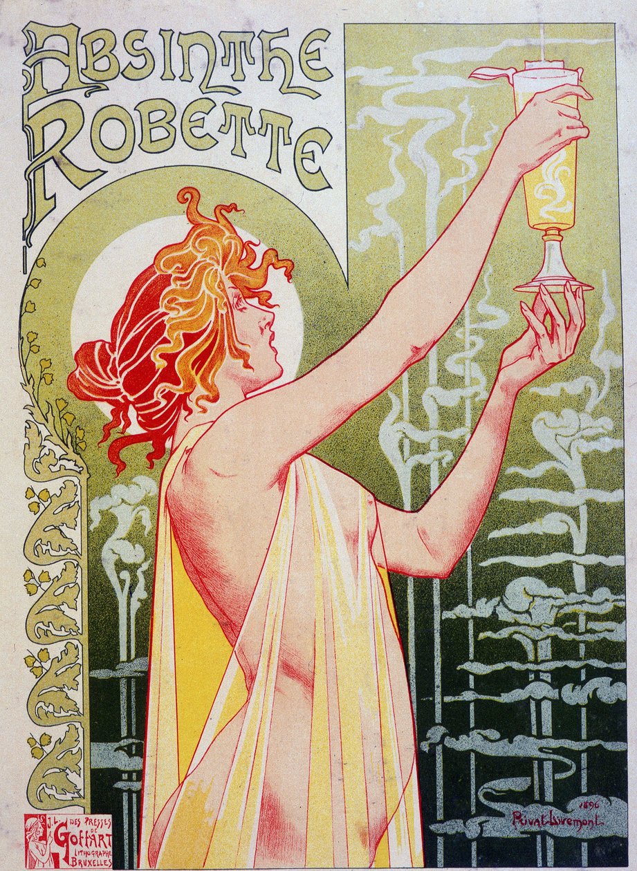 Privat Livemont tarafından "Absinthe Robette" için reklam afişi by Henri Henri Antoine Théodore Livemont