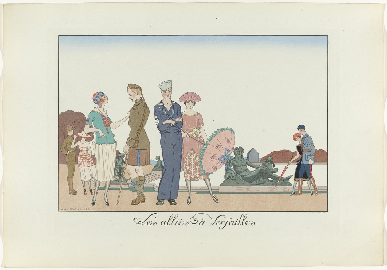 Versay'daki müttefikler. (nesne üzerindeki başlık) Günün Mutluluğu veya Moda Güzeller (dizi başlığı) by Henri Reidel
