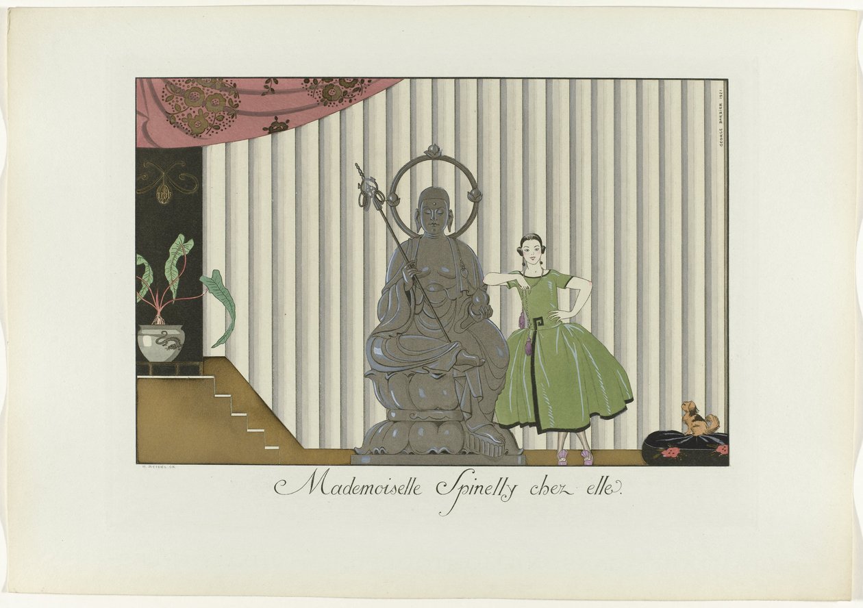 Bayan Spinelly evde. (nesne üzerindeki başlık) Günün Mutluluğu veya Şık Güzeller (dizi adı) by Henri Reidel