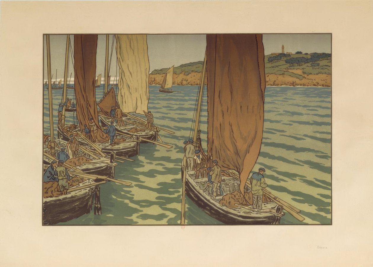 Teknelerin Tréboul'dan ayrılması by Henri Rivière