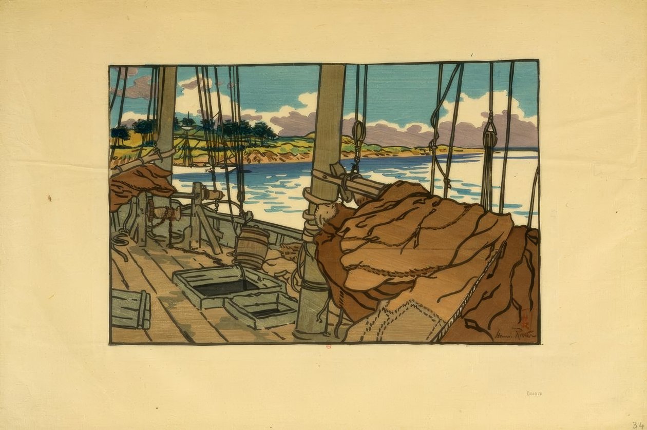 Trieux (Loguivy) ağzında ıstakoz teknesi by Henri Rivière