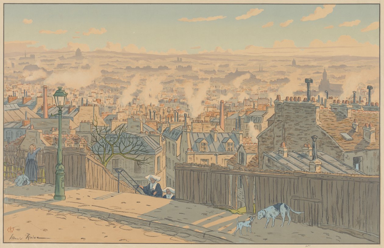 Paris Manzaraları: Montmartre'dan Paris manzarası by Henri Rivière