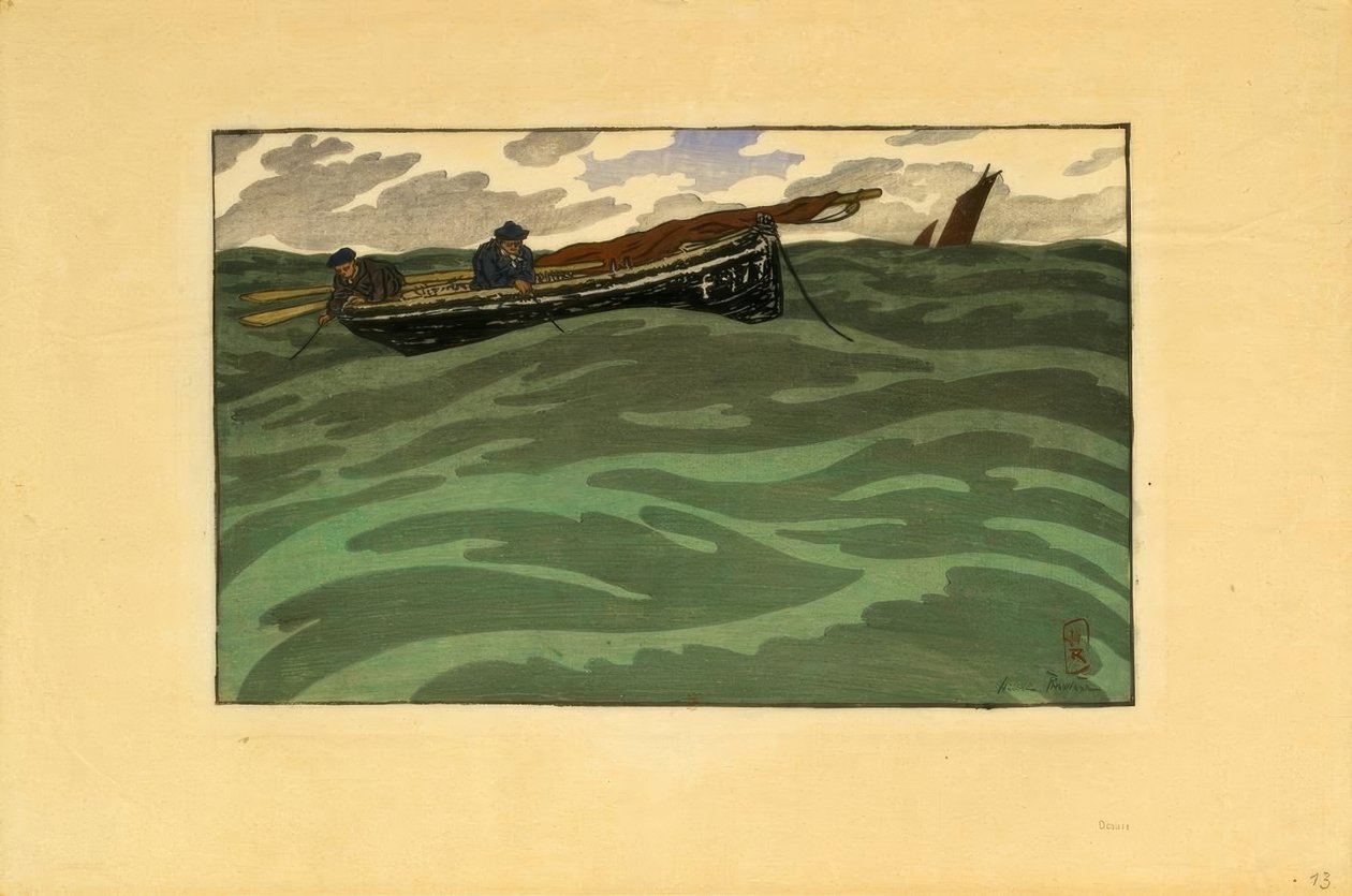 Denizde balıkçılar (Loguivy) by Henri Rivière
