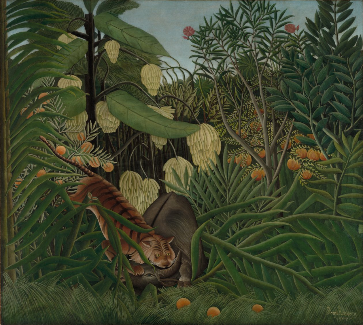 Bir Kaplan ve Bir Bufalo arasındaki savaş by Henri Rousseau