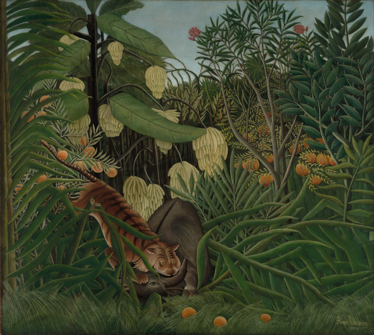 Bir Kaplan ve Bir Buffalo arasındaki dövüş, 1908. by Henri Rousseau