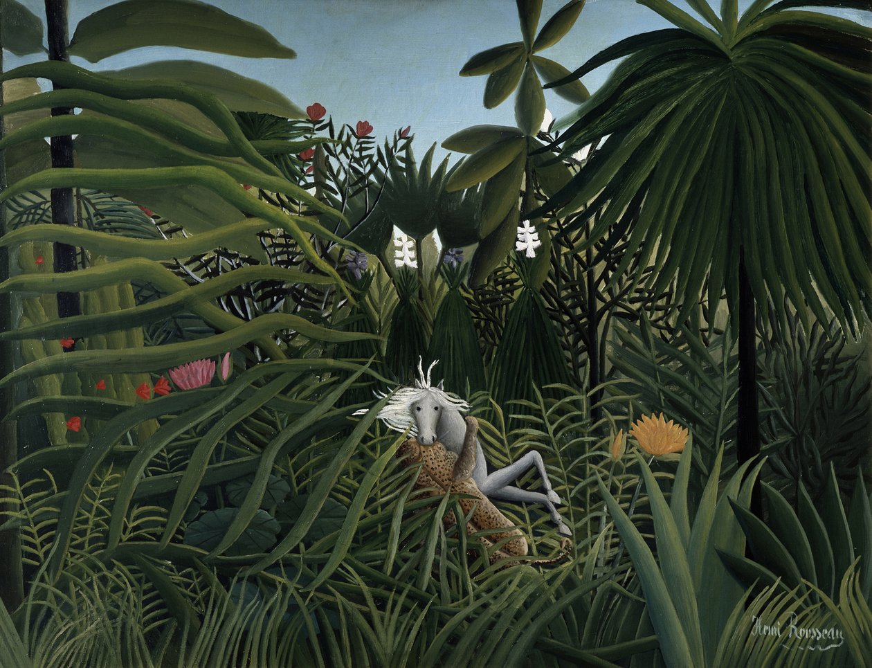 Jaguar Ata Saldırıyor, 1910 by Henri Rousseau