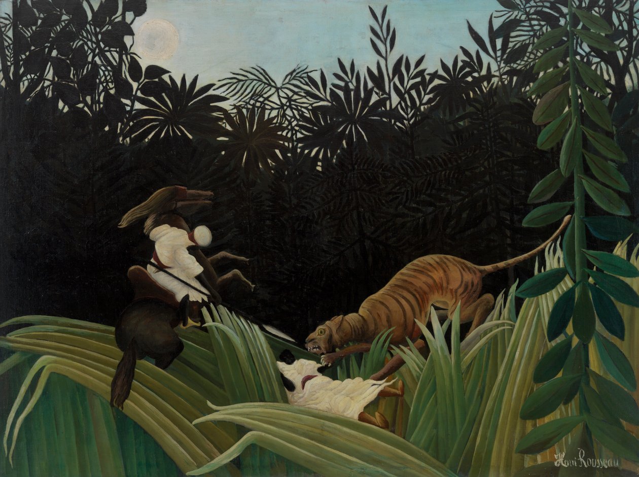 Bir Kaplan Tarafından Saldırıya Uğrayan İzciler by Henri Rousseau