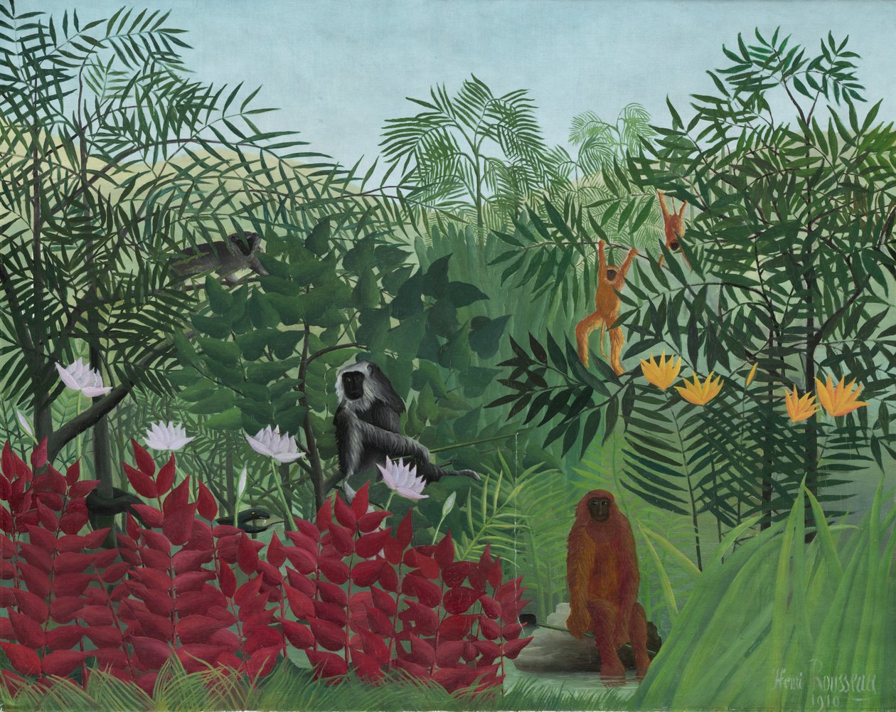 Maymunlarla Tropikal Orman by Henri Rousseau